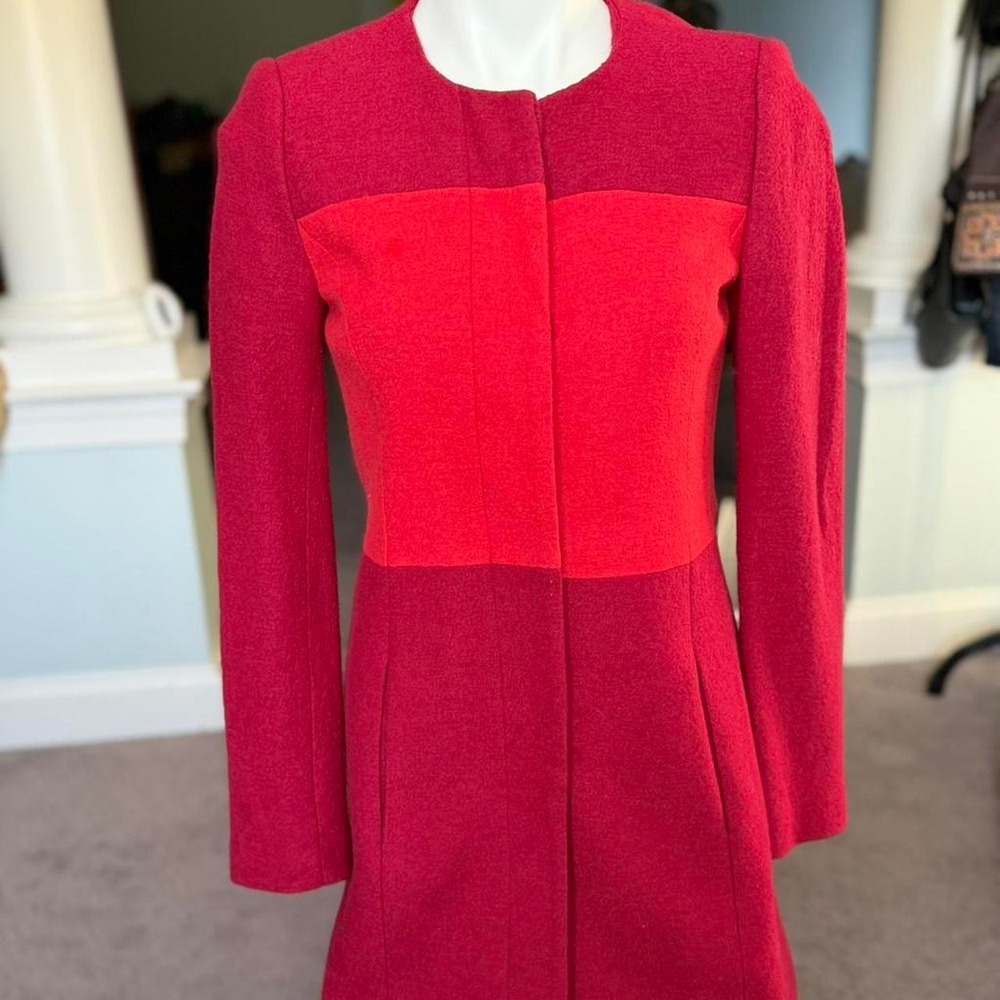 BCBG Paris Y2K Vintage Colorblock Red Wool Blend Peacoat